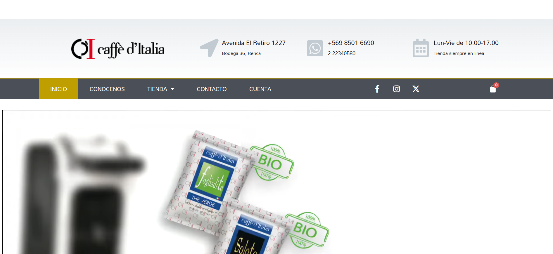 Caffè d'Italia — Desarrollo y mantención WordPress